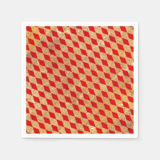 Harlequin Red Vintage Napkins (Front)