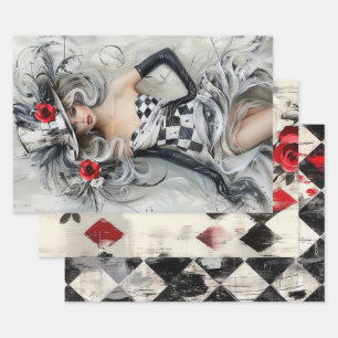 Harlequin Roses Wrapping Paper Sheets