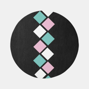 Harlequin Round Outdoor Rug (Black, Aqua & Pink)