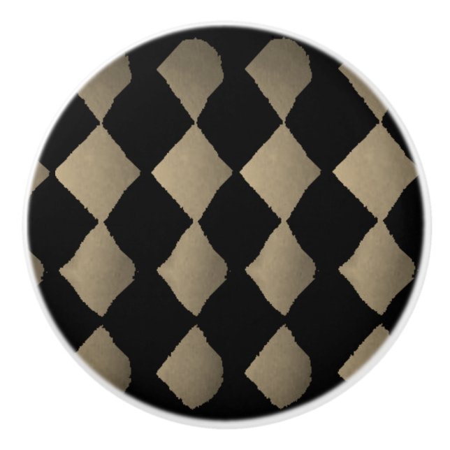 "Harlequin-Sepia" Ceramic Knob (Front)