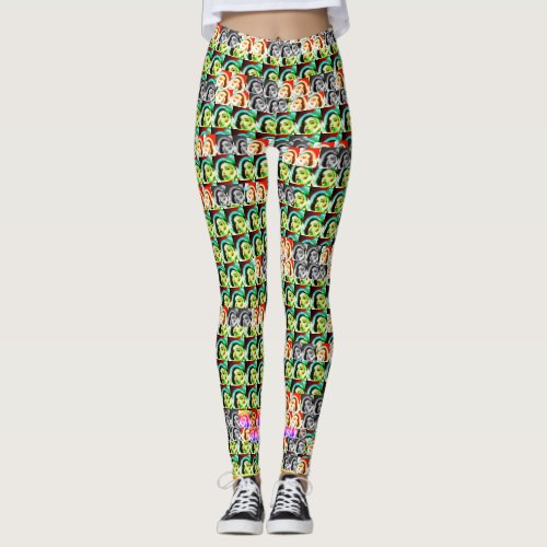 Harlequin Sequin Miss Pop Art  Leggings