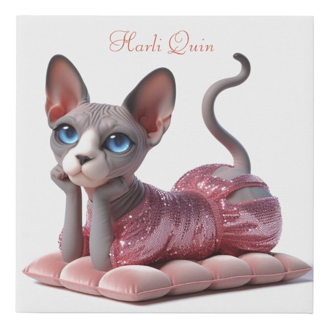 Harlequin Sphynx Faux Wrapped Canvas Print (Front)
