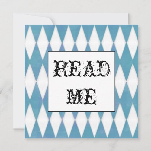 Harlequin Square Alice in Wonderland invitation