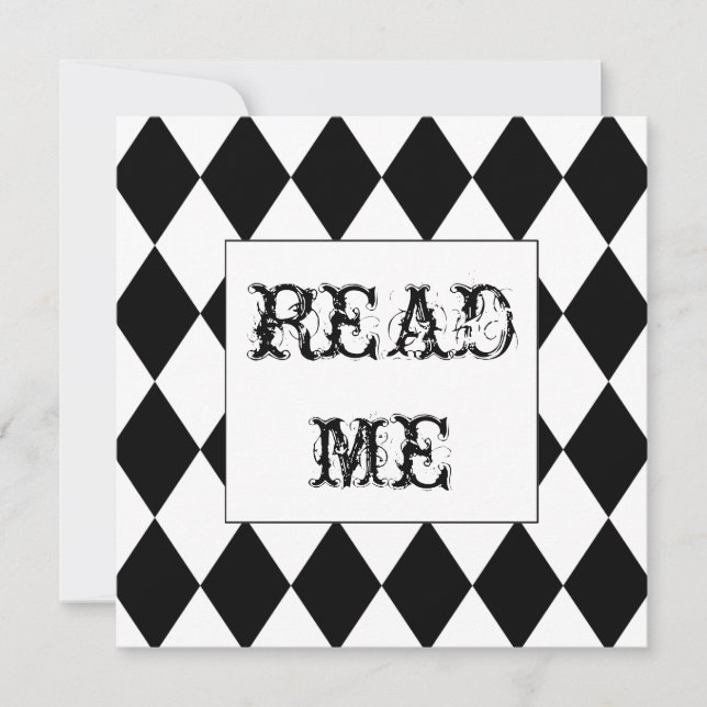 Harlequin Square Alice in Wonderland invitation (Front)