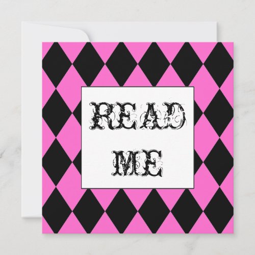 Harlequin Square Alice in Wonderland invitation