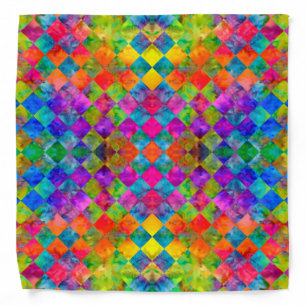 [Harlequin Tie-Dye] Diamond Fractal Checkered Bandana