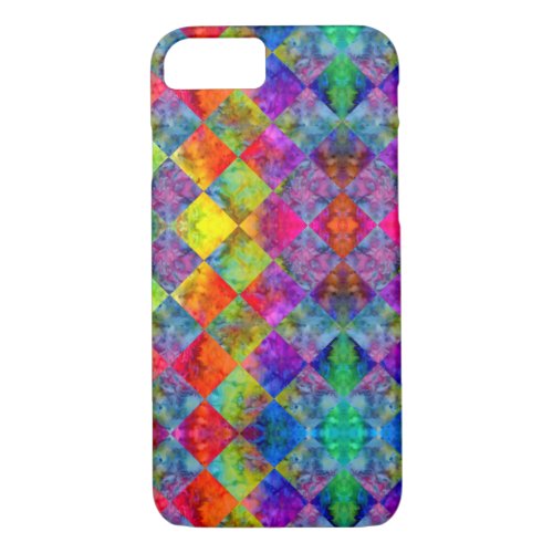 Harlequin Tie_Dye Diamond Fractal Checkered iPhone 87 Case