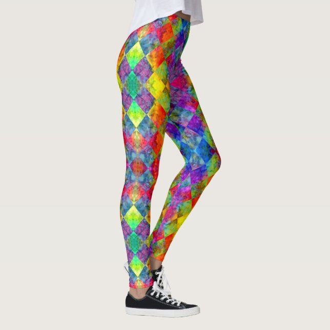 [Harlequin Tie-Dye] Diamond Fractal Checkered Leggings (Right)