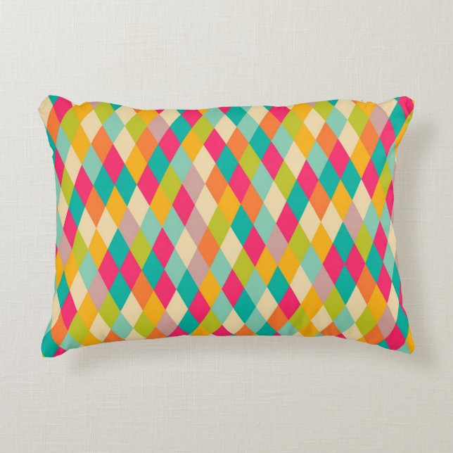 Harlequin vintage pattern decorative pillow (Front)
