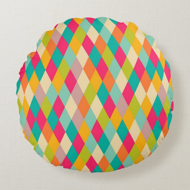 Harlequin vintage pattern round pillow (Front)