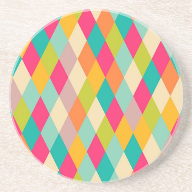 Harlequin vintage pattern sandstone coaster (Front)