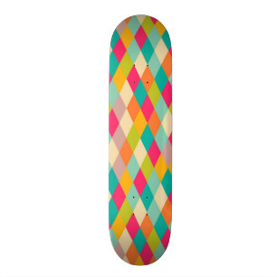 Harlequin vintage pattern skateboard deck