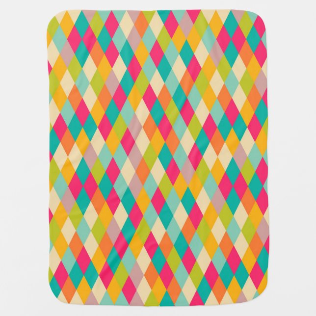 Harlequin vintage pattern stroller blanket (Front)