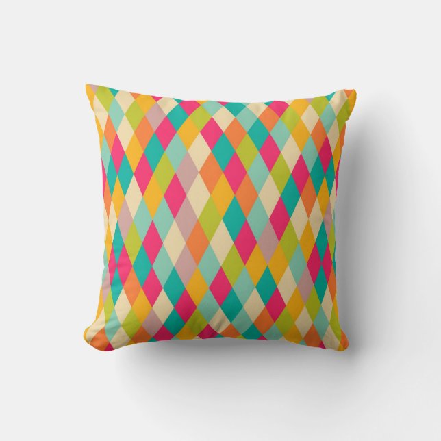 Harlequin vintage pattern throw pillow (Front)