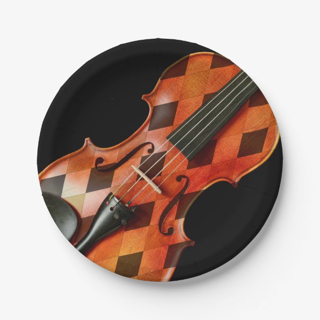 Harlequin Violin Paper Plates (Front)