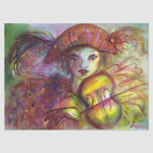HARLEQUIN VIOLIN PLAYER / Venetian Carnival Music Tissue Paper
