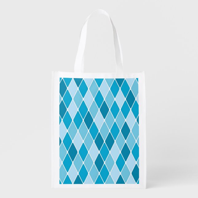 Harlequin winter pattern grocery bag (Front)