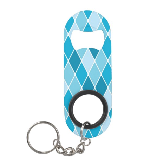 Harlequin winter pattern keychain bottle opener (Front)