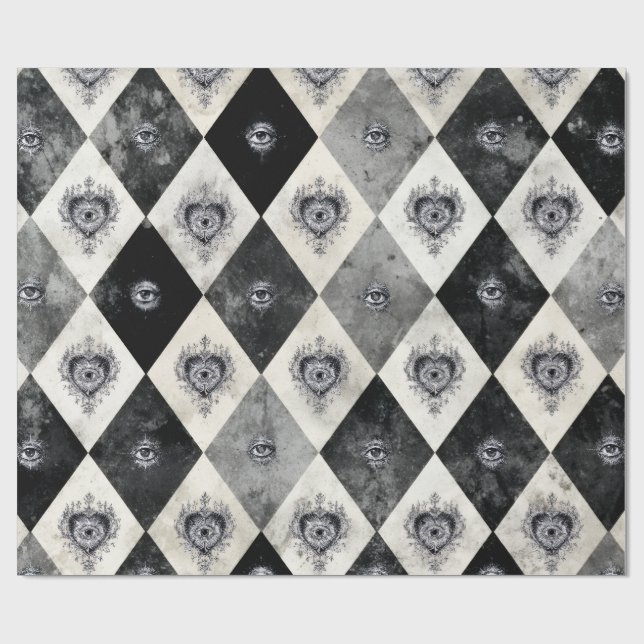 Harlequin with All-Seeing Eyes Wrapping Paper (Flat)