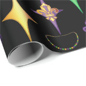 Harlequins Beads Mask Fleur de Lis Mardi Gras Wrapping Paper (Roll Corner)