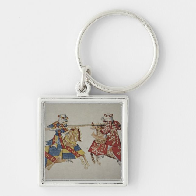 Harley 4205 f.366 Jousting Knights, c.1445 (vellum Keychain (Front)