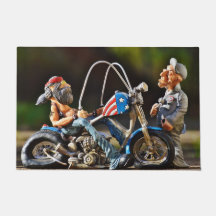 Harley Biker DoorMat Cartoon