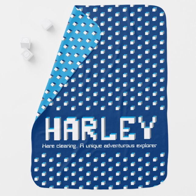 Harley boys name meaning retro pixelated text baby blanket (In Situ)