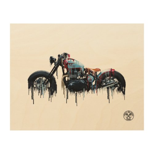 Harley Davidson Knucklehead Liquid Metal  Wood Wall Art