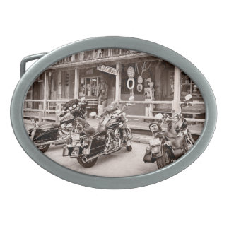 Harley Davidson Motorcycles at Old Western Saloon Belt Buckle