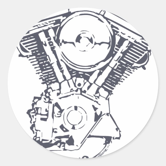 Harley Evolution V-Twin Classic Round Sticker (Front)