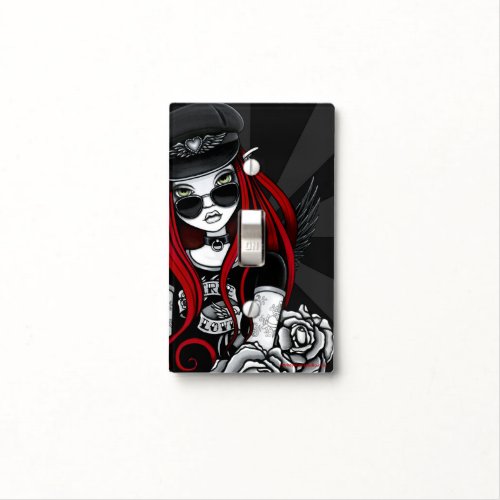 Harley Gothic Biker Angel Rose Light Switch Cover