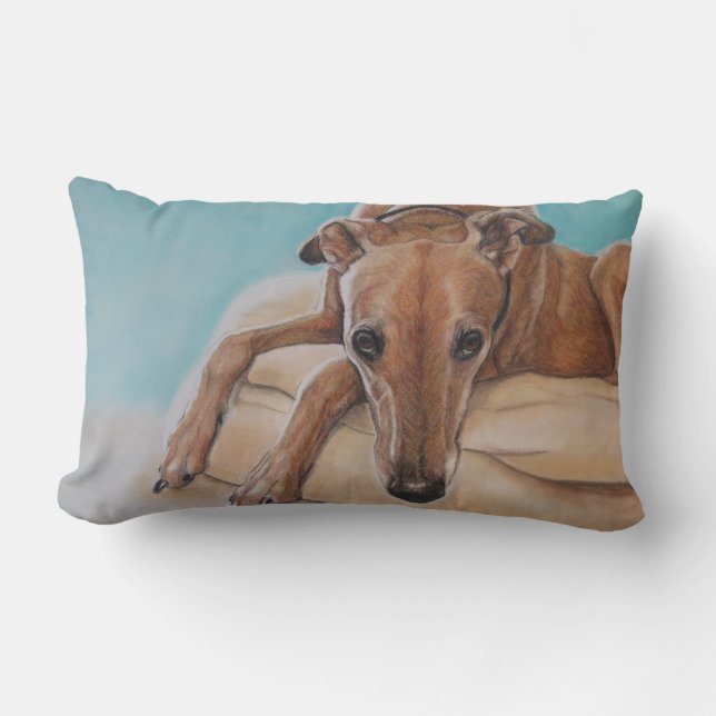 Harley Greyhound Dog Art Pillow (Front)