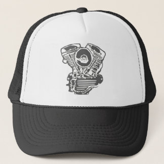 Harley Panhead Engine Drawing Trucker Hat