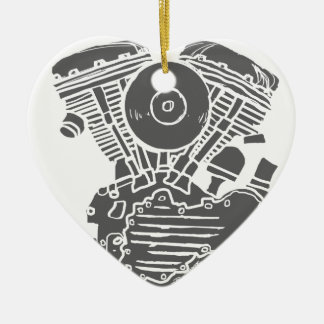 Harley Panhead Motor Drawing Ceramic Ornament