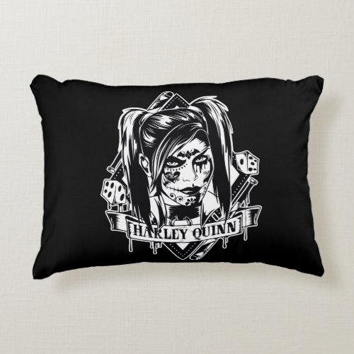Harley Quinn Badge Accent Pillow