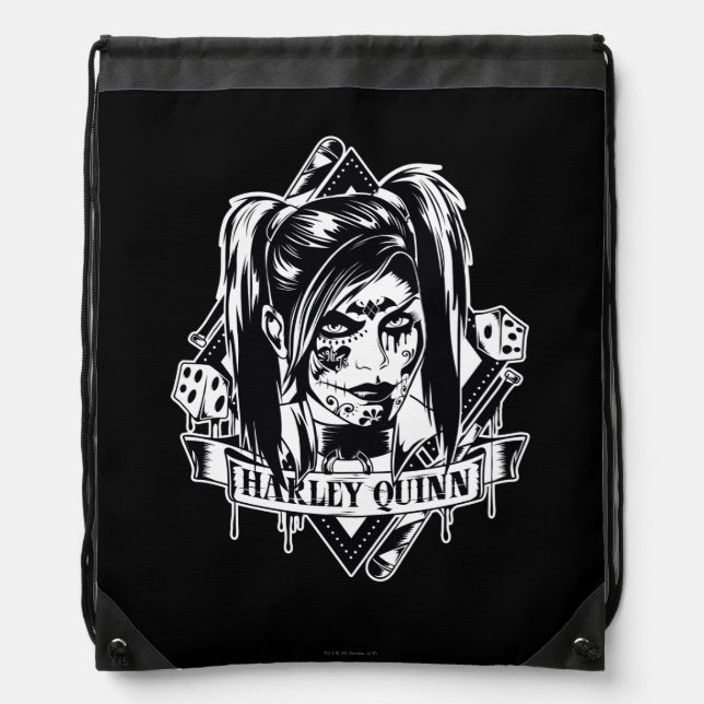 Harley Quinn Badge Drawstring Bag (Front)