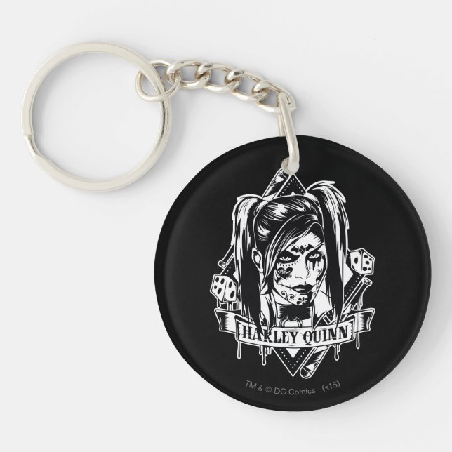 Harley Quinn Badge Keychain (Front)