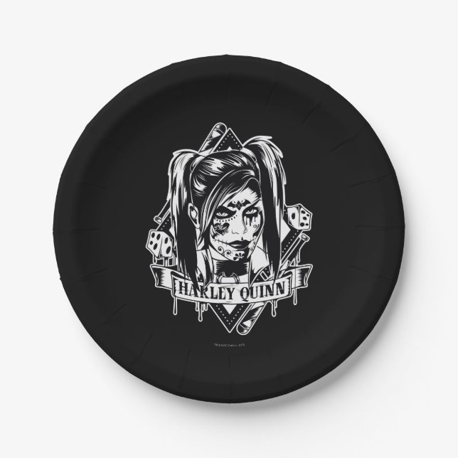 Harley Quinn Badge Paper Plates (Front)