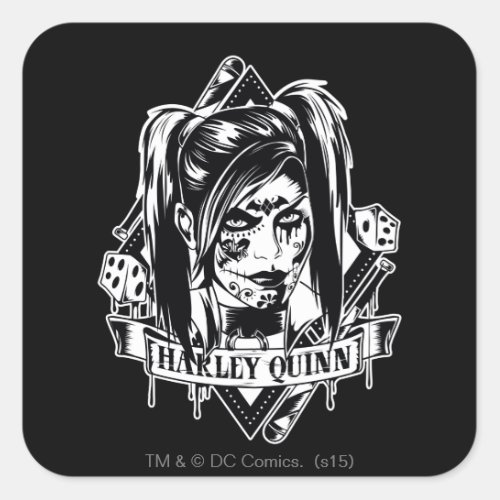Harley Quinn Badge Square Sticker