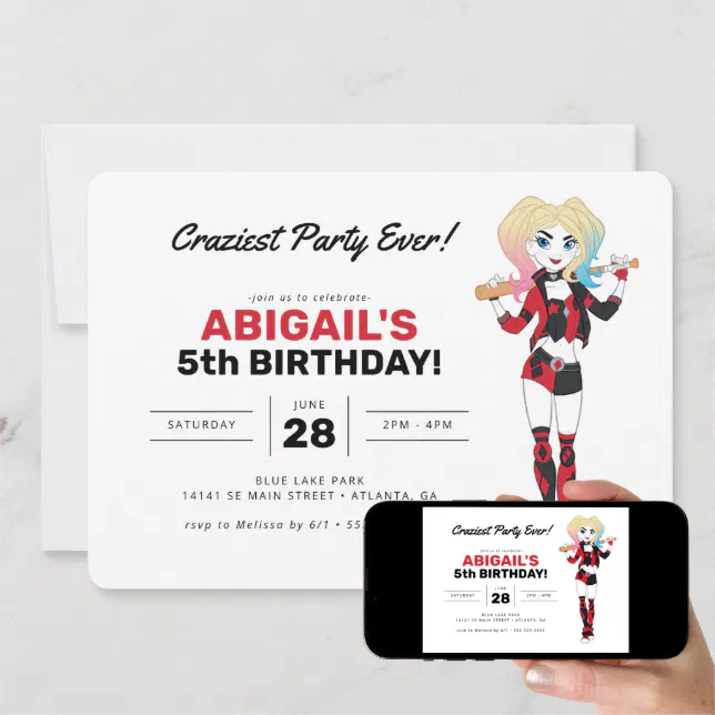Harley Quinn Birthday Invitation | Zazzle