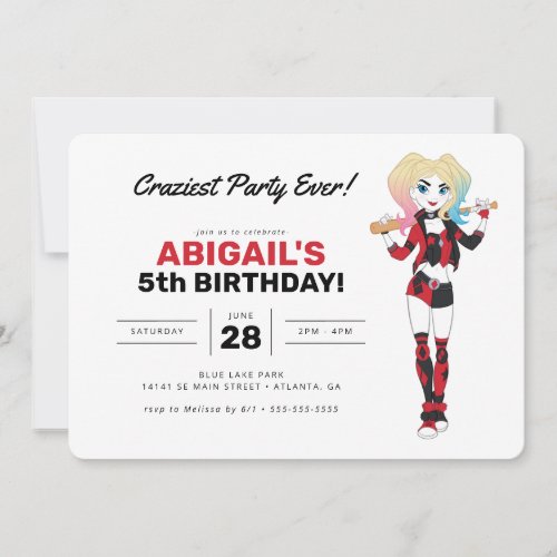 Harley Quinn Birthday Invitation