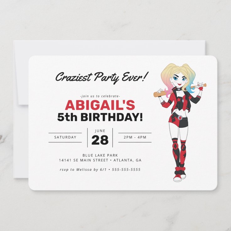 Harley Quinn Birthday Invitation | Zazzle