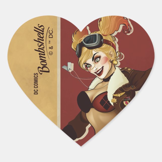 Harley Quinn Bombshells Pinup Heart Sticker (Front)