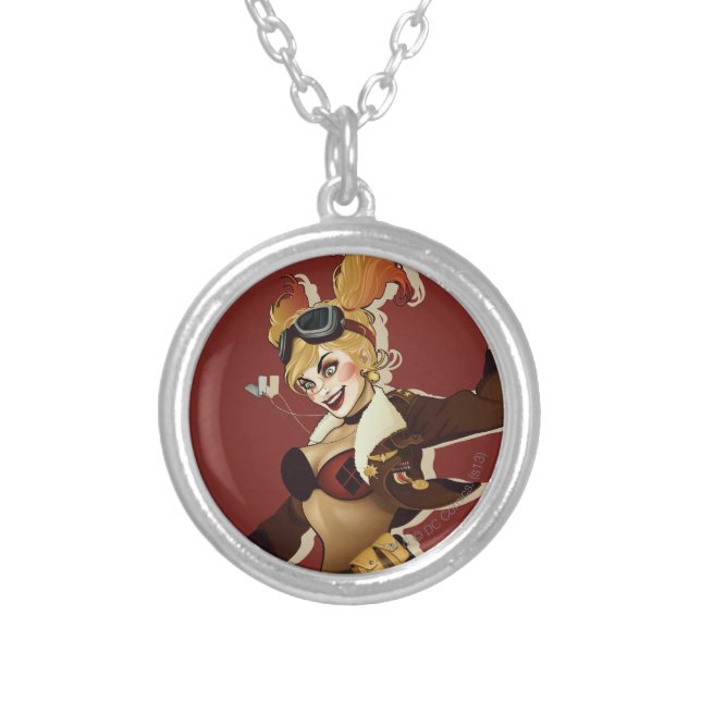 Harley Quinn Bombshells Pinup Silver Plated Necklace (Front)
