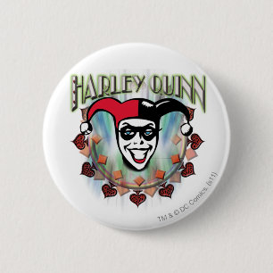 Harley Quinn - Face and Logo Pinback Button