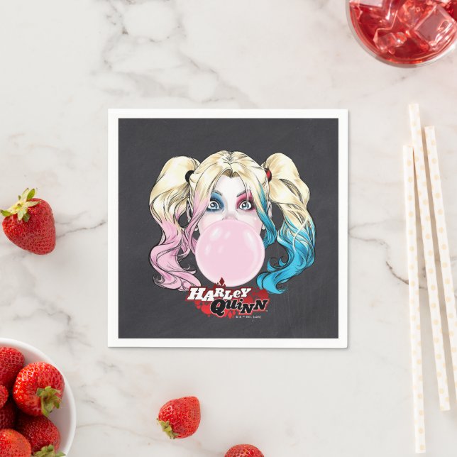 Harley Quinn Girls Chalkboard Birthday Napkins (Insitu)