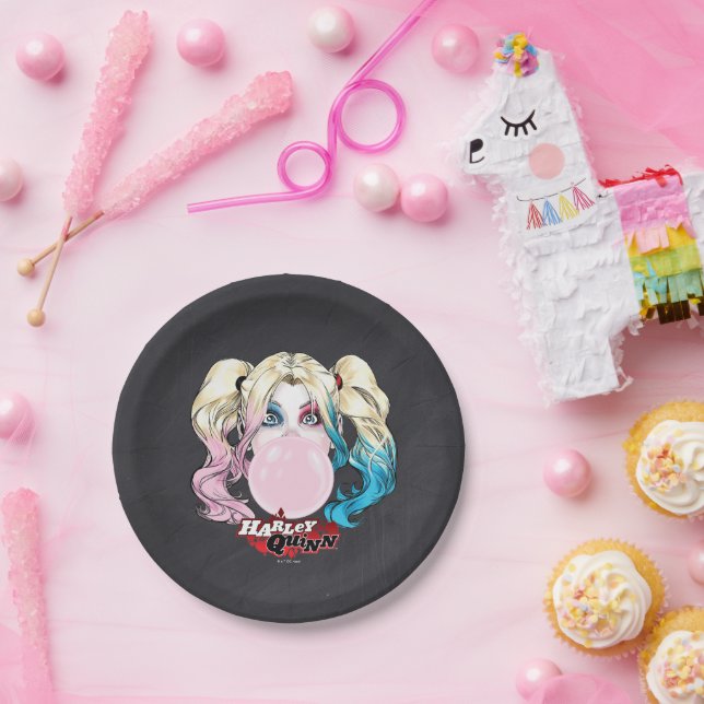 Harley Quinn Girls Chalkboard Birthday Paper Plates (Party)