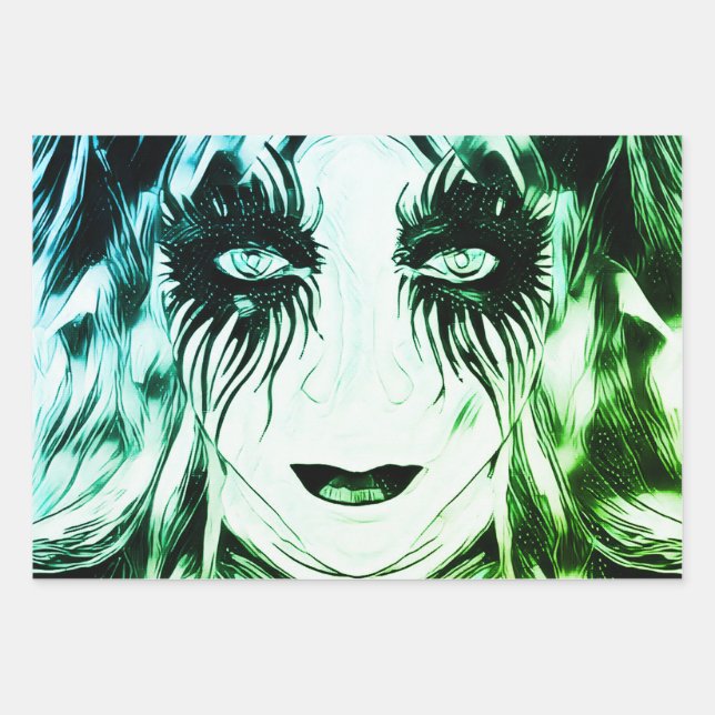 Harley Quinn-inspired Hellequin Gothic Girl Wrapping Paper Sheets (Front 3)