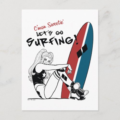 Harley Quinn _ Lets Go Surfing Postcard