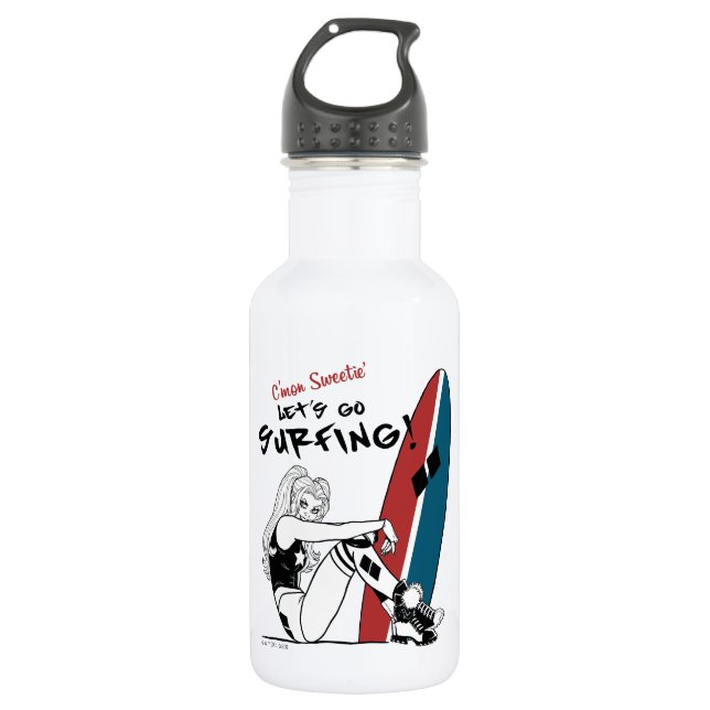 Harley Quinn - Let's Go Surfing Stainless Steel Water Bottle (Front)